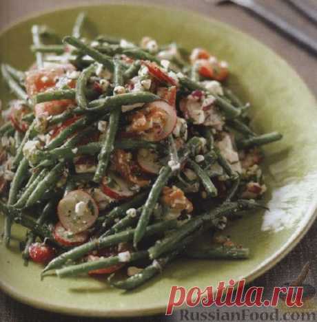 Рецепт: Салат из стручковой фасоли, редиса, помидоров и сыра фета на RussianFood.com