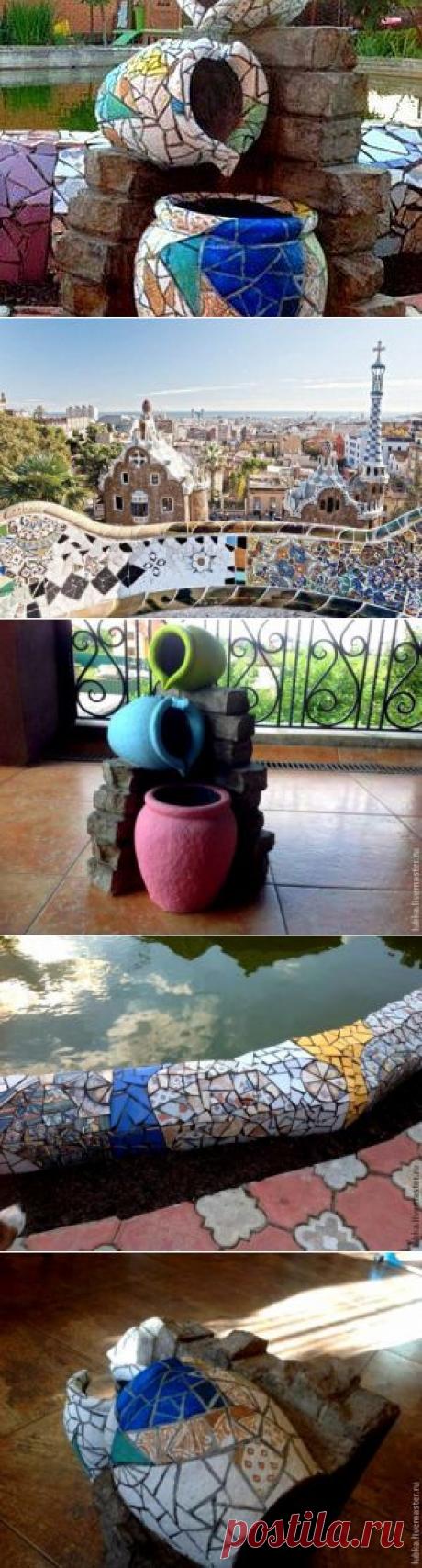 Роспись "под Гауди": декор паркового фонтанчика | Своими руками