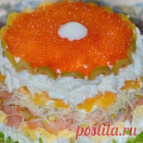 Слоеный салат из красной икры рецепт – салаты с сыром: салаты
