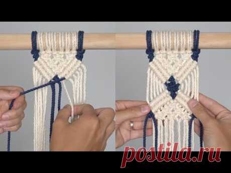 DIY Macrame Tutorial: Nautical/Cross/Diamond Pattern Using Double Half Hitch Knot and Square Knot! - YouTube