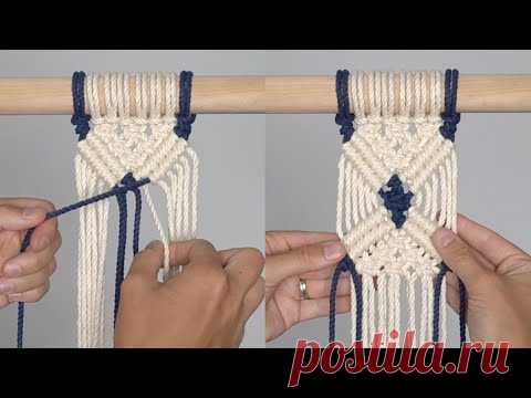 DIY Macrame Tutorial: Nautical/Cross/Diamond Pattern Using Double Half Hitch Knot and Square Knot! - YouTube