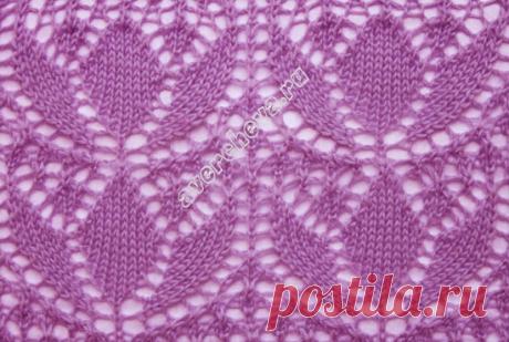 узор 314 ажурные лилии |  каталог вязаных спицами узоров