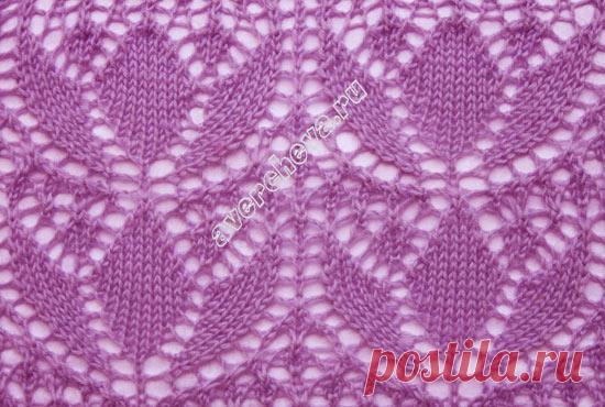 узор 314 ажурные лилии |  каталог вязаных спицами узоров