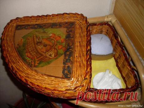 Как из коробки сделать угловую корзинку. Плетение из газет.