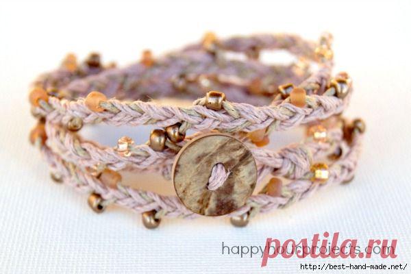 Стильные плетеные браслетики. Мастер-классы.