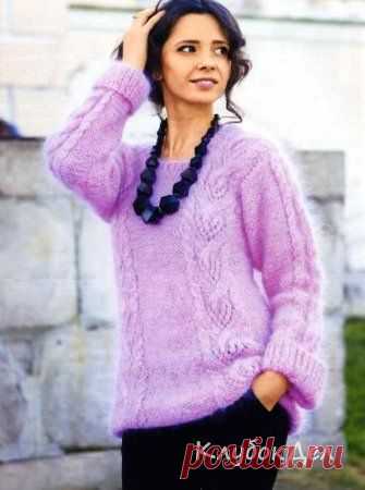 Свитер с узорами. Вязаный свитер спицами для женщин схемы и описание бесплатно