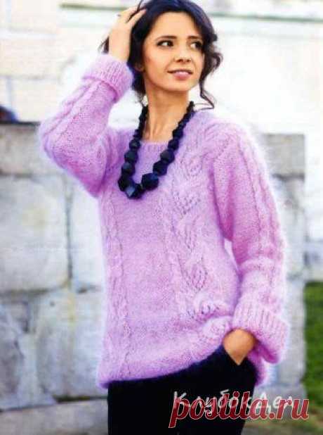 Свитер с узорами. Вязаный свитер спицами для женщин схемы и описание бесплатно
