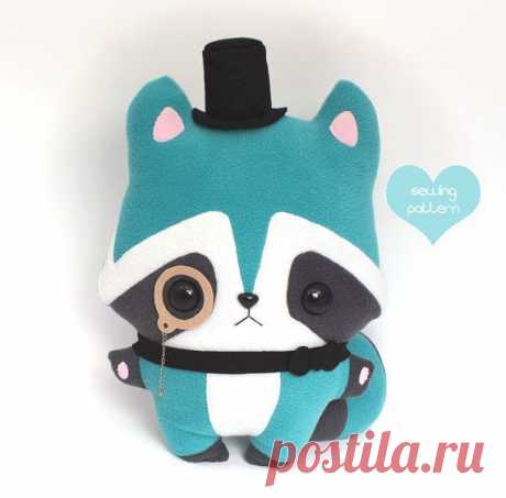 Plush sewing pattern - Raccoon woodland plush PDF - easy DIY anime kawaii…