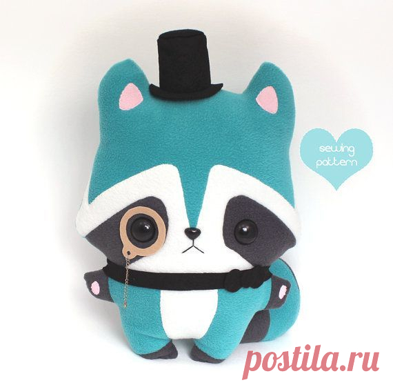 Plush sewing pattern - Raccoon woodland plush PDF - easy DIY anime kawaii…
