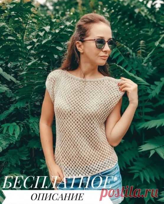 Летний топ Летний топБесплатное описание от @knit_inka.Конструкция топа - это два прямоугольника, которые затем сшиты по боковым и по плечевым швам.Пряжа: хлопок, лён, смесовки. В моем случае смесовка 50% хлопок, 50% лён, 100г - 350 м, спицы 3.5, расход около 200 г (зависит от размера и от...