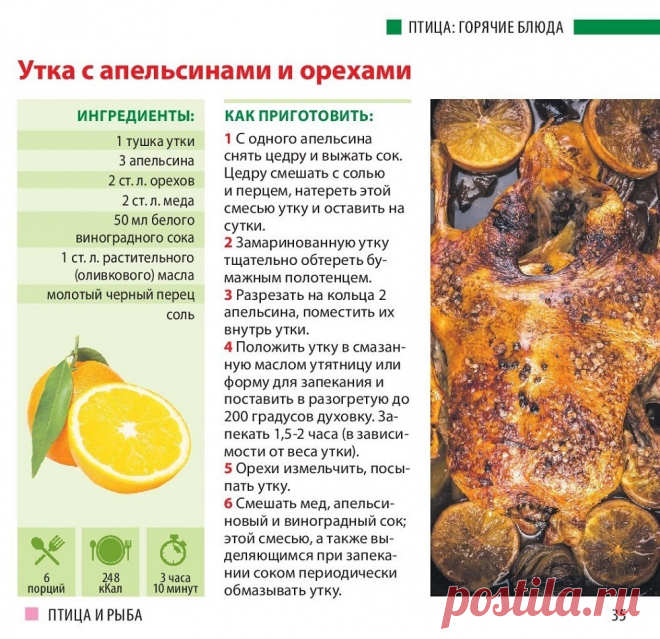Утка с апельсинами и орехами