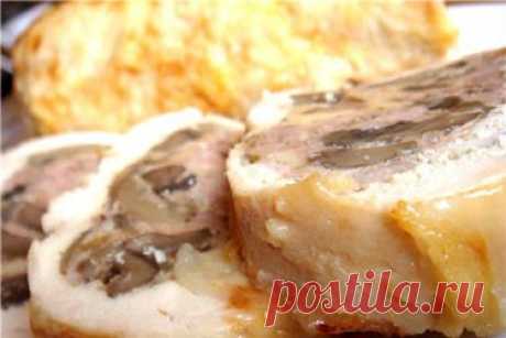 Рулет из куриной грудки с фаршем и шампиньонами - пошаговый рецепт с фото