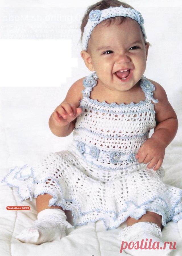 Вязаное платье для девочки и «тиара» - вязание крючком на kru4ok.ru
