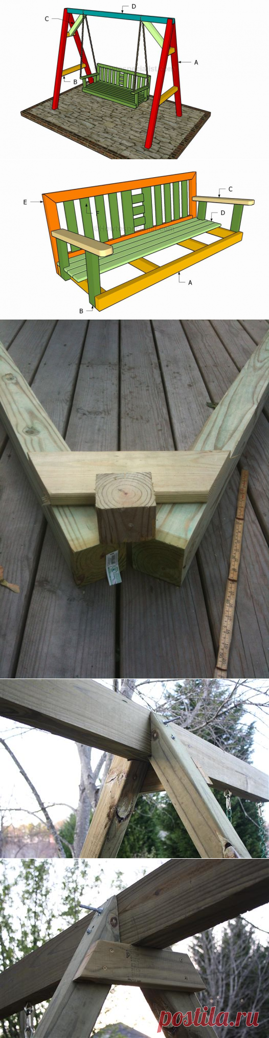 деревянные а-обрахные качели Скамья для качели Вариант крепления Вариант крепления Вариант крепления