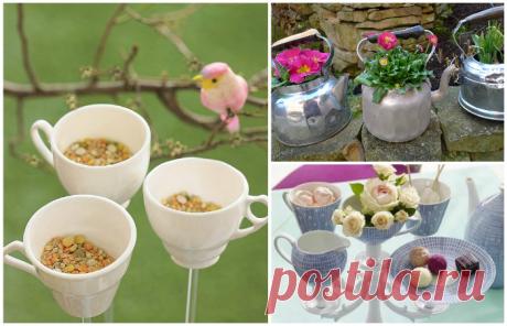 16 красивых и полезных вещей из старой посуды, которые пригодятся дома и на даче | Чёрт побери Идеи использования старой посуды. В каждом доме найдется немало посуды, которая не используется или с течением времени утратила свой первоначальный вид. Но некоторые предметы могут быть дороги как память, поэтому избавиться от них не поднимается рука. Совсем необязательно списывать старую посуду со счетов. Ведь из нее можно сделать множество симпатичных и полезных вещей.  1. Вмес...