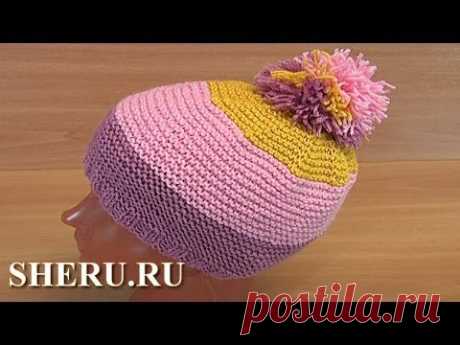 Вязание шапочки спицами Урок 48 часть 1 из 2 Вязание на спицах - YouTube