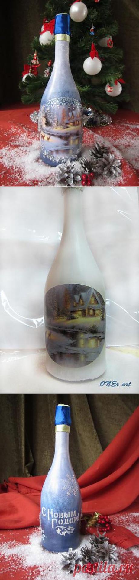 Декупаж - Сайт любителей декупажа - DCPG.RU | Новогоднее шампанское &quot;Зимняя сказка&quot;