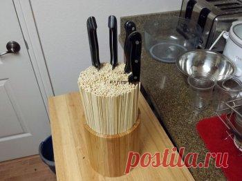 Удобная подставка для ножей из палочек — Своими руками