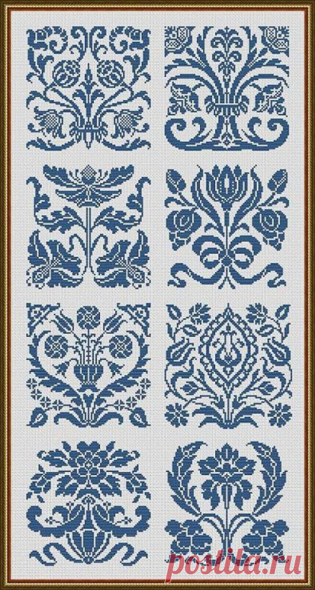 Модерн Мотивы Цветы Пробники монохромный счетный крест | Etsy