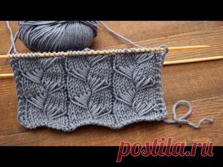 Узор с вытянутыми петлями спицами 🔮 New knitting pattern