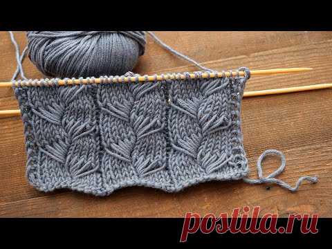 Узор с вытянутыми петлями спицами 🔮 New knitting pattern