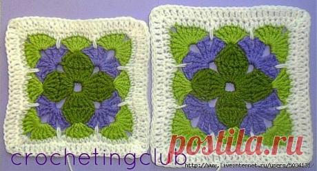 Трехцветный квадрат крючком от Jan Eaton. Мастер-класс.