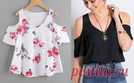 Блузка открытые плечи,рукава расклешенные.