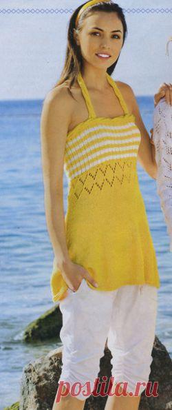 Топ на бретели. Вязание спицами для женщин. Узелок.ру