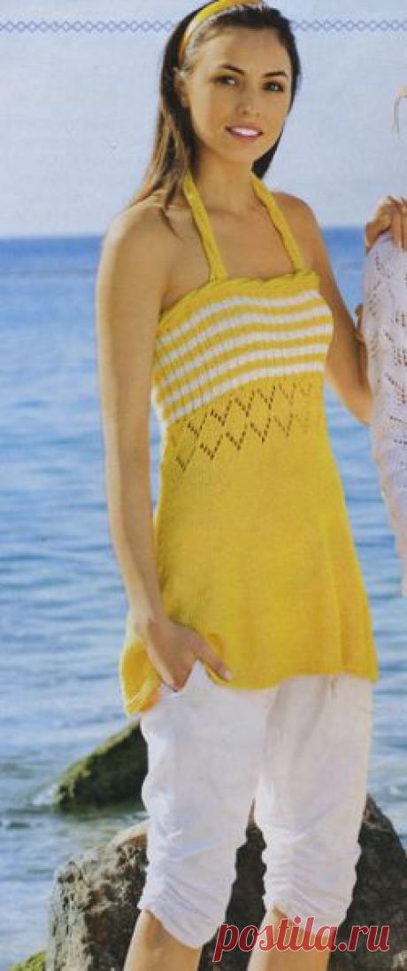 Топ на бретели. Вязание спицами для женщин. Узелок.ру