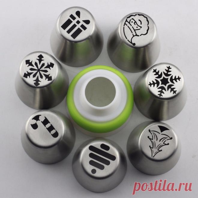 Mujiang 7 шт. Новогодние товары Стиль русский Кондитерские насадки Санта Клаус Снежинка Обледенение Трубопроводы Советы торт украшения выпечки Инструменты SL49 купить на AliExpress