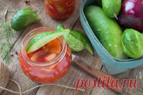 Маринованные огурцы в томатном соусе на зиму — Домашняя кулинария