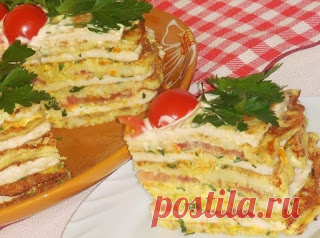 Лучшие кулинарные рецепты: Кабачково-сырный тортик с мясом