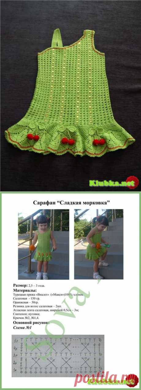 Сарафан крючком для девочки &amp;raquo; Клубка.Нет - Все о вязании крючком