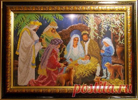 Вышитая бисером картина: Рождество. Вертеп – купить на Ярмарке Мастеров – GLXJRRU | Иконы, Тверь