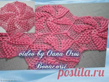 crochet pop corn swirl motif I