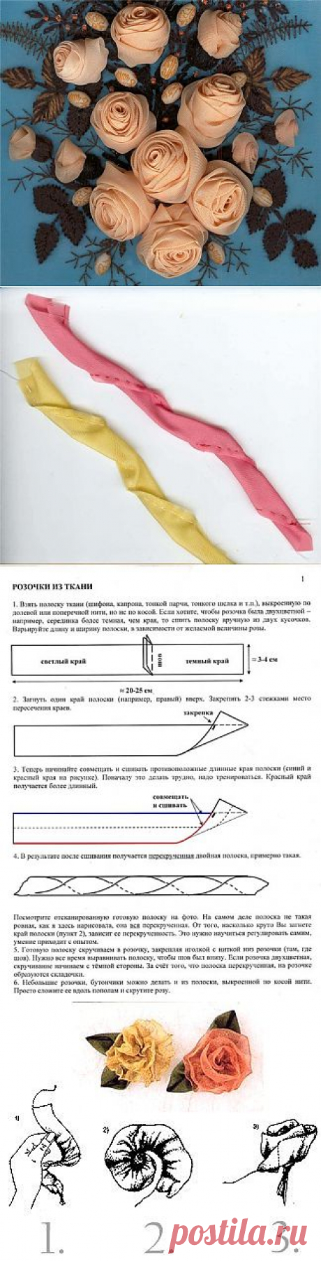 Розы из ткани