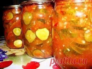 Огурцы в томатно-чесночной заливке — Домашняя кулинария
