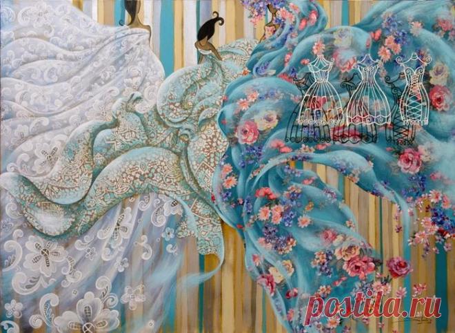 Бразильская художница Сандра Фрейтас и её картины из лоскутков и маслом