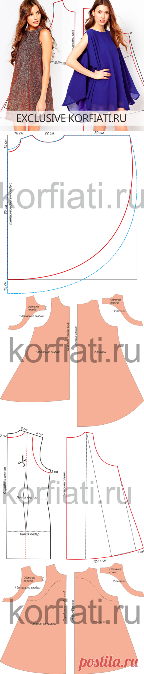 Выкройка свободного платья от А. Корфиати