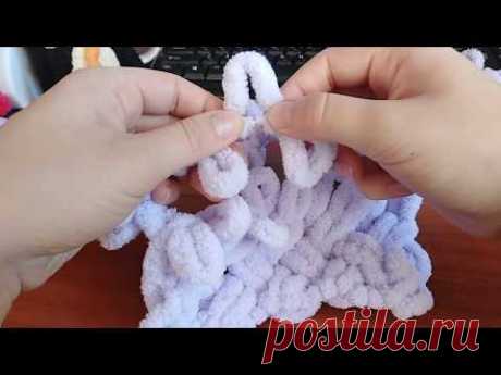 Как вязать плед из плюшевой пряжи. Alize Puffy