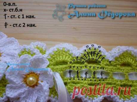 Ирис в 2 сложения. Белая обвязка коко в 1 нить. кр.№1,75.