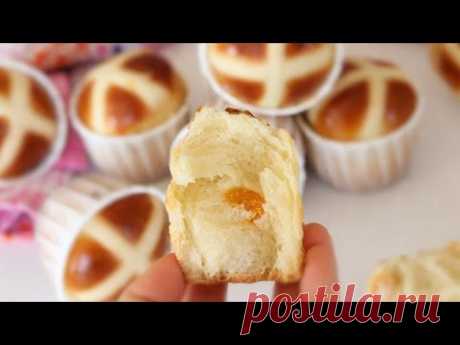 МЯГКИЕ ПАСХАЛЬНЫЕ БУЛОЧКИ с КУРАГОЙ 🍥 Hot cross buns recipe