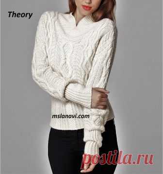 Романтичный свитер спицами от Theory - СХЕМА