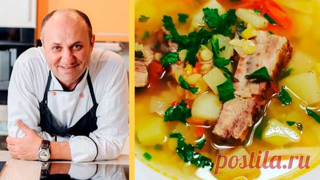 Гороховый суп с грибами и ребрышками|Рецепт Лазерсона