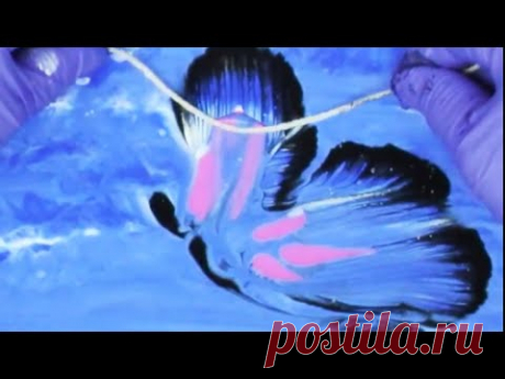 How to Paint a Butterfly with Fluid-Art String Technique &amp; Cute Bunny