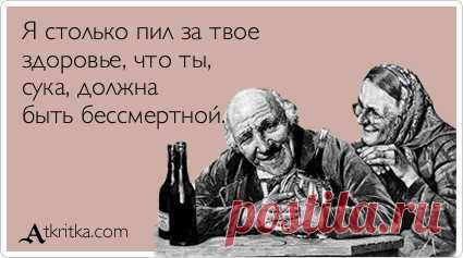Я столько пил за твое здоровье, что ты, сука, должна быть бессмертной. / открытка №92144 - Аткрытка / atkritka.com