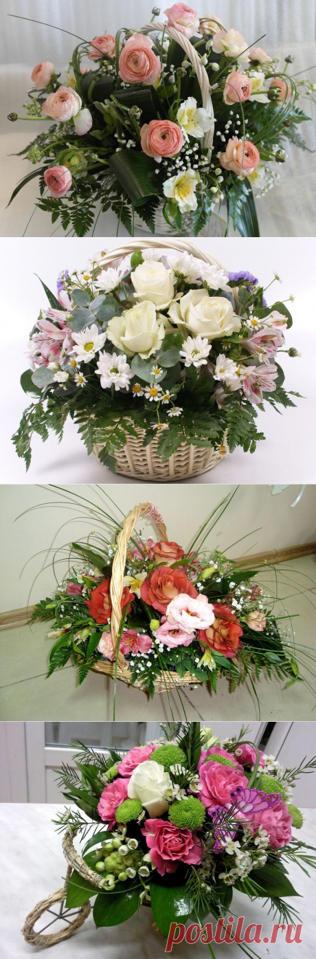 Прекрасный букеты в корзинах :))).