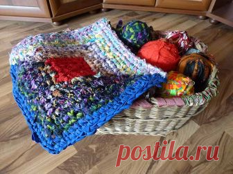 Рукоделие коврики спицами из остатков ткани вяжемдля прихожей