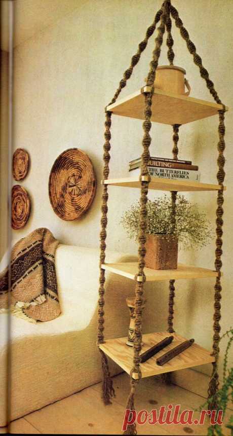 (71) Hanging Shelf Macrame Pattern 6 Feet Tall Vintage Macrame Pattern Book Shelves Jute Cord Rope Hanging PDF Instant Download