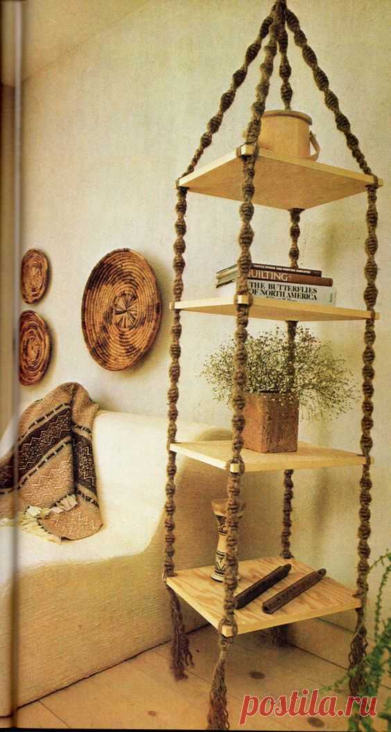(71) Hanging Shelf Macrame Pattern 6 Feet Tall Vintage Macrame Pattern Book Shelves Jute Cord Rope Hanging PDF Instant Download